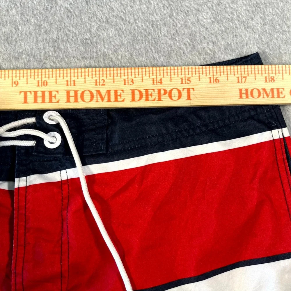 Hollister Board Shorts Mens 34 Blue Red Drawstring Waist Beachwear Summer Swim